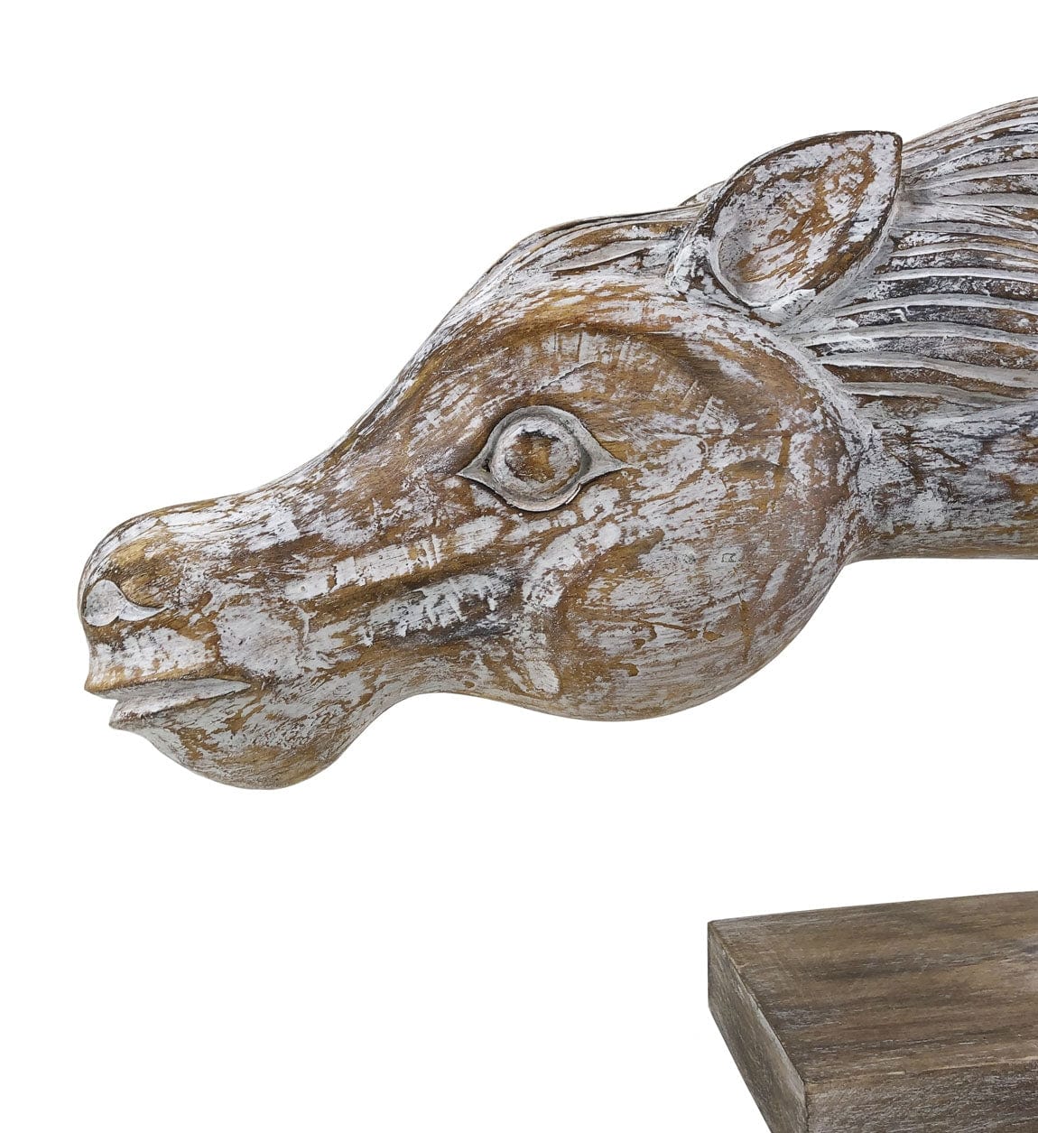 Decoratiune din lemn de albasia, Ethnic Horse Head Natural, L70xl10xH45 cm (1)