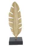 Decoratiune metalica cu suport lumanare, Leaf B Auriu / Negru, l10xA10xH30 cm (1)