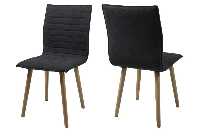 Set 2 scaune tapitate cu stofa, cu picioare din lemn Karla Dark Grey / Oak, l43xA55,5xH88 cm