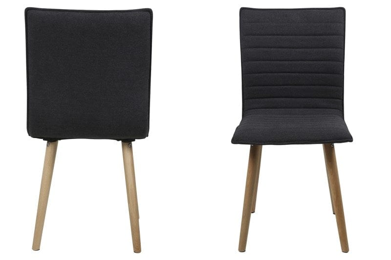 Set 2 scaune tapitate cu stofa, cu picioare din lemn Karla Dark Grey / Oak, l43xA55,5xH88 cm (1)