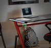 Masa de birou din furnir si metal, cu LED inclus, Benny-006 Negru / Rosu, L120xl66xH75 cm (3)