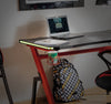 Masa de birou din furnir si metal, cu LED inclus, Benny-006 Negru / Rosu, L120xl66xH75 cm (5)