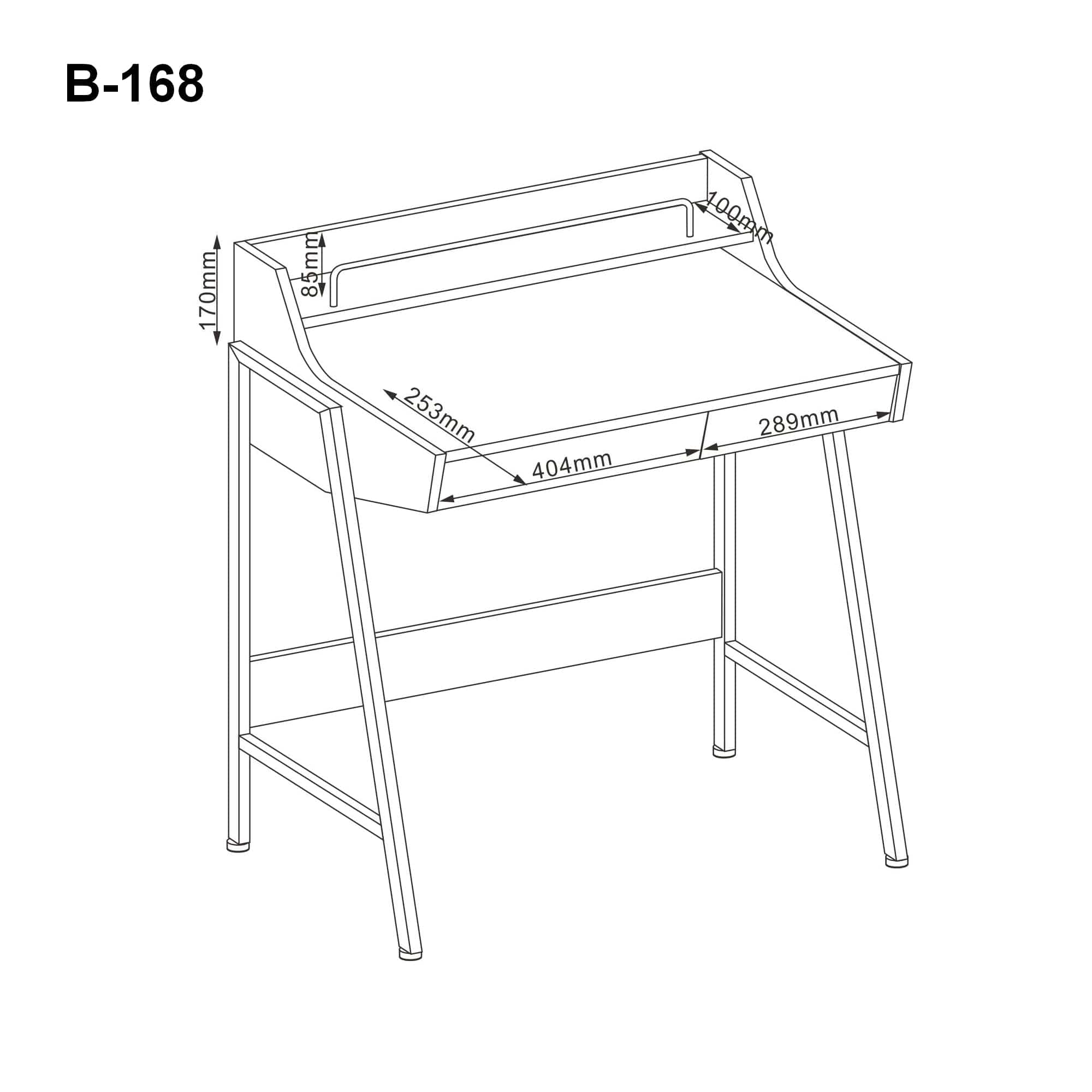 Masa de birou din MDF si metal, cu 2 sertare Benny-168 Stejar / Maro Inchis, L77xl48xH89 cm (1)