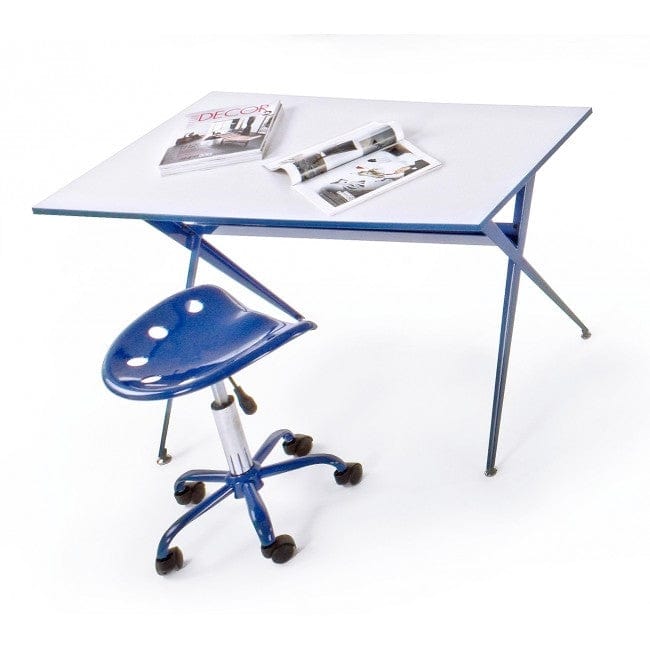 Masa de birou din MDF si metal Yuppie Albastru / Alb, L120xl60xH75 cm (1)