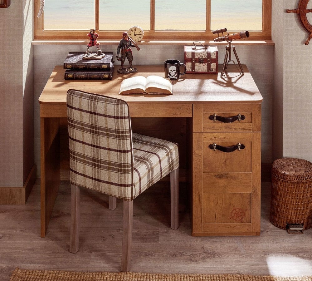 Masa de birou din pal, cu 2 sertare si 1 usa, pentru copii, Pirate Maro, L118xl61xH76 cm (5)