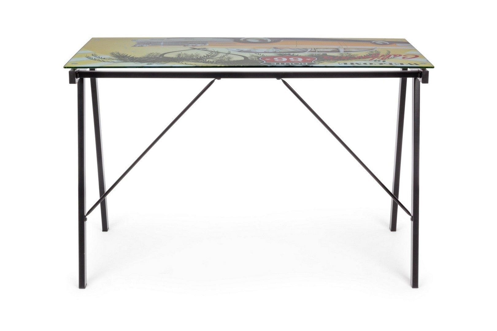 Masa de birou din sticla si metal, pentru copii California Multicolor / Negru, L113xl58xH73 cm (3)