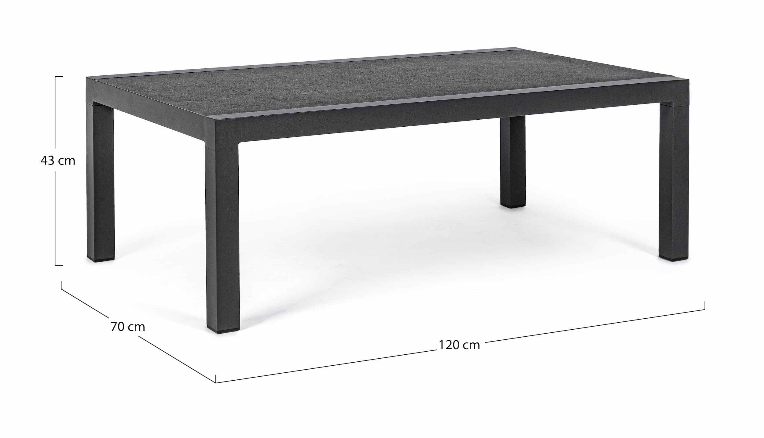 Masa de cafea pentru gradina / terasa, din aluminiu si ceramica, Kledi Rectangle Antracit, L120xl70xH43 cm (8)