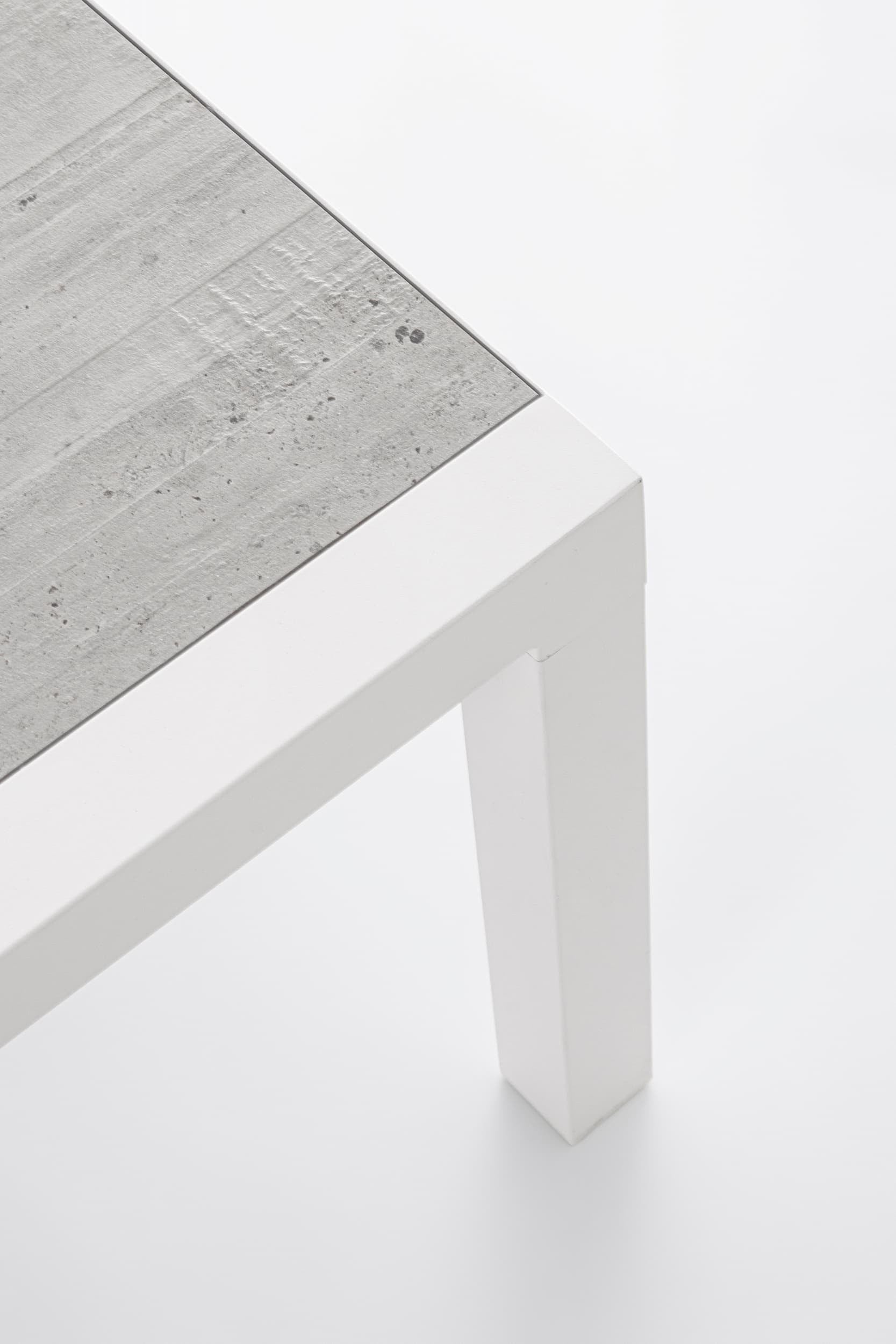 Masa de cafea pentru gradina / terasa, din aluminiu si ceramica, Kledi Rectangle Gri / Alb, L120xl70xH43 cm (5)