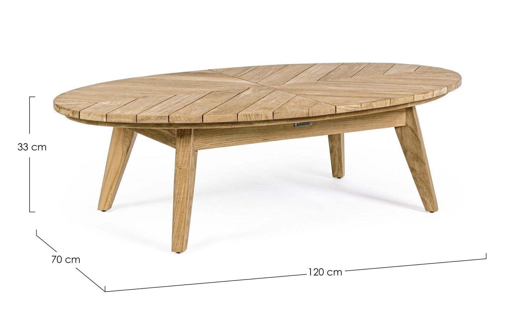 Masa de cafea pentru gradina / terasa din lemn de tec, Coachella Oval Natural, L120xl70xH33 cm (11)