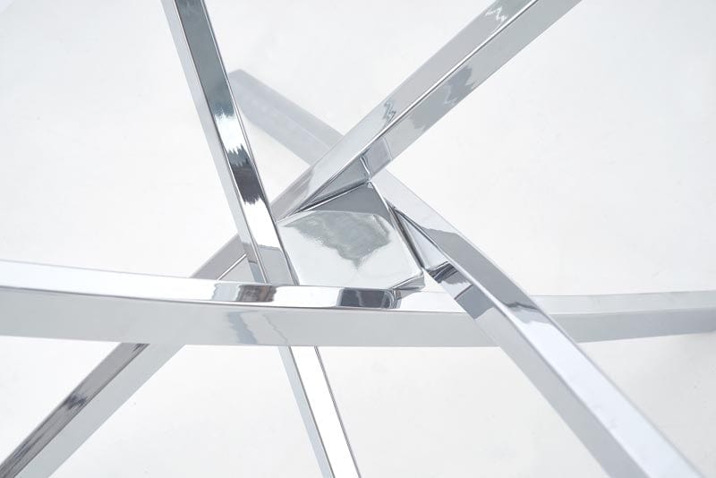 Masa rotunda din sticla si metal, Raymandi  Transparent / Crom, Ø100xH73 cm (5)