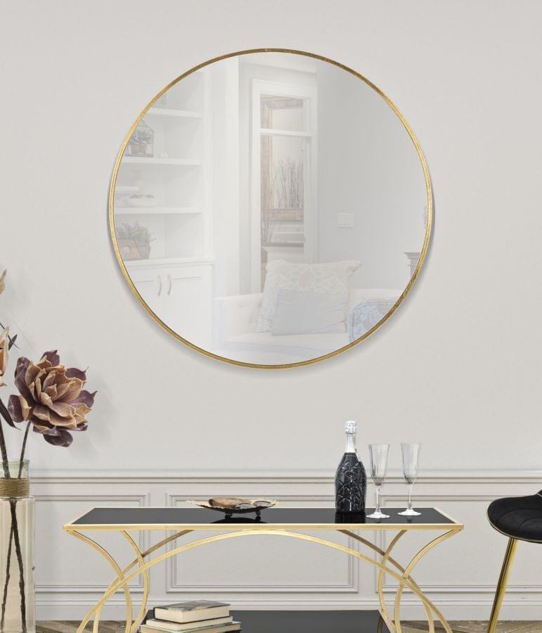 Oglinda decorativa cu rama metalica Elegant Glam Auriu, Ø100 cm (1)