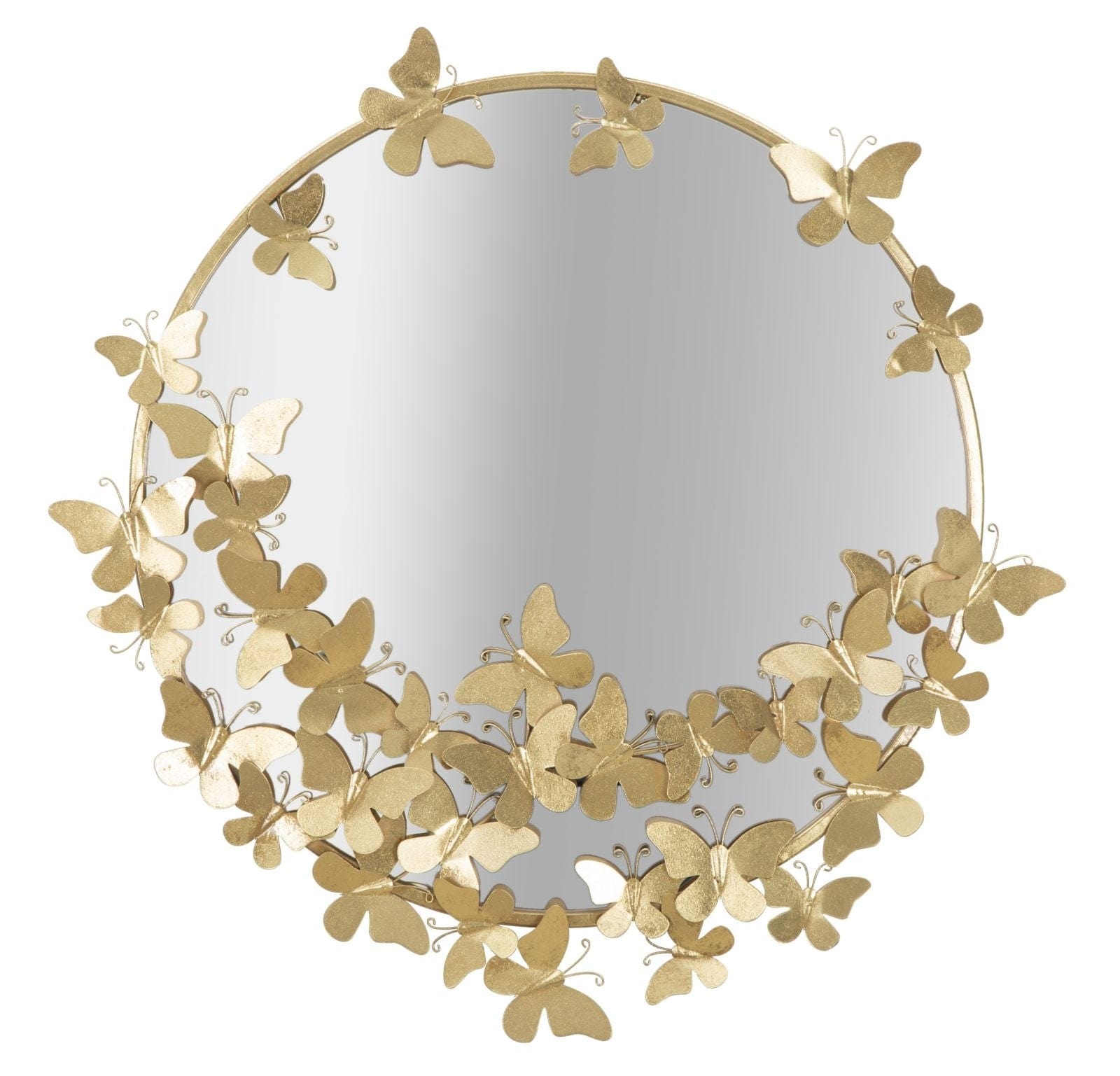 Oglinda decorativa din metal Butterfly Auriu, Ø60 cm