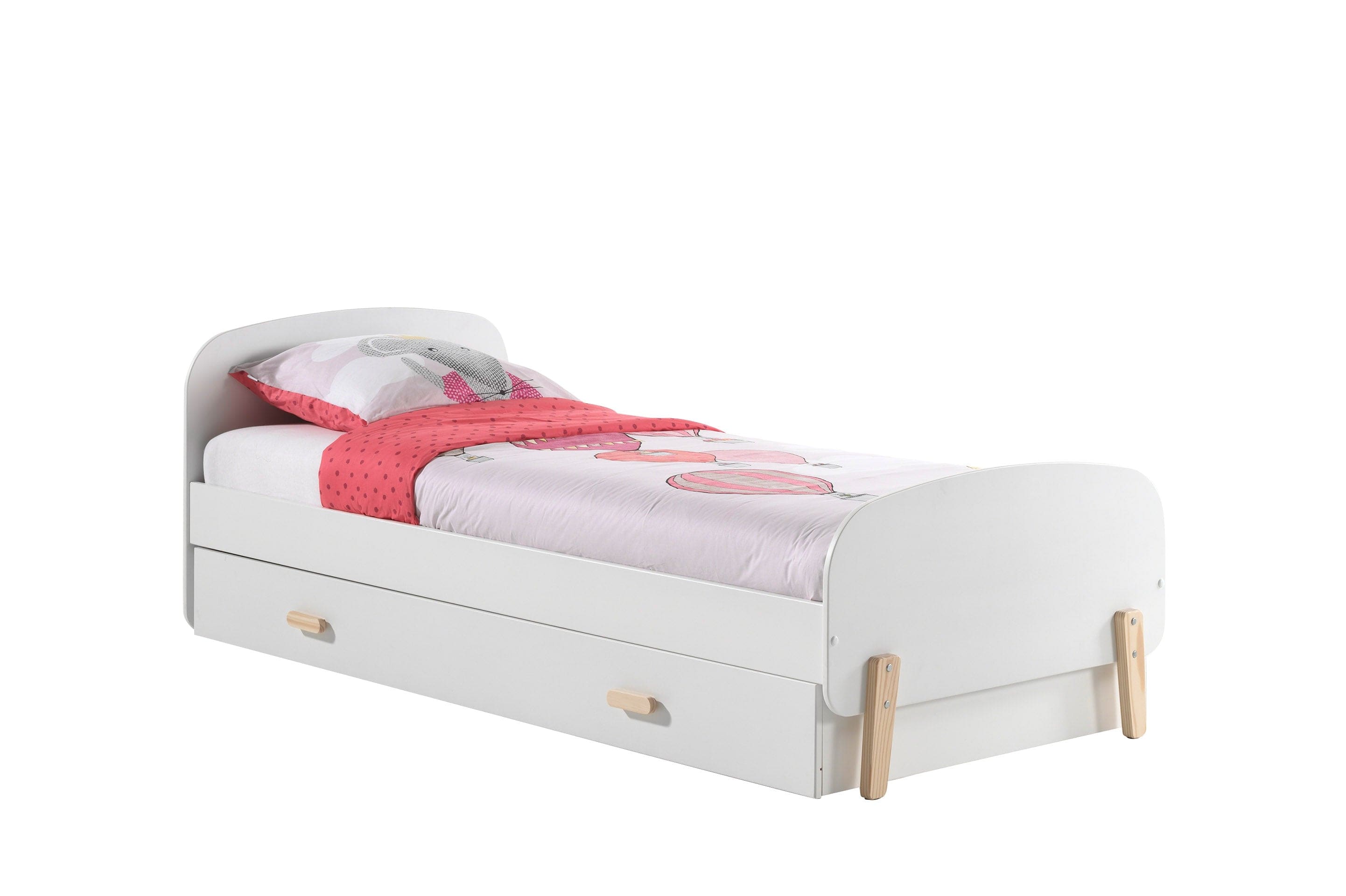 Set Mobila dormitor din lemn de pin si MDF, pentru copii 3 piese Kiddy Alb, 200 x 90 cm (1)