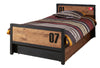Set Mobila dormitor din lemn de pin si MDF, pentru copii 4 piese Alex Natural / Negru, 200 x 90 cm (1)