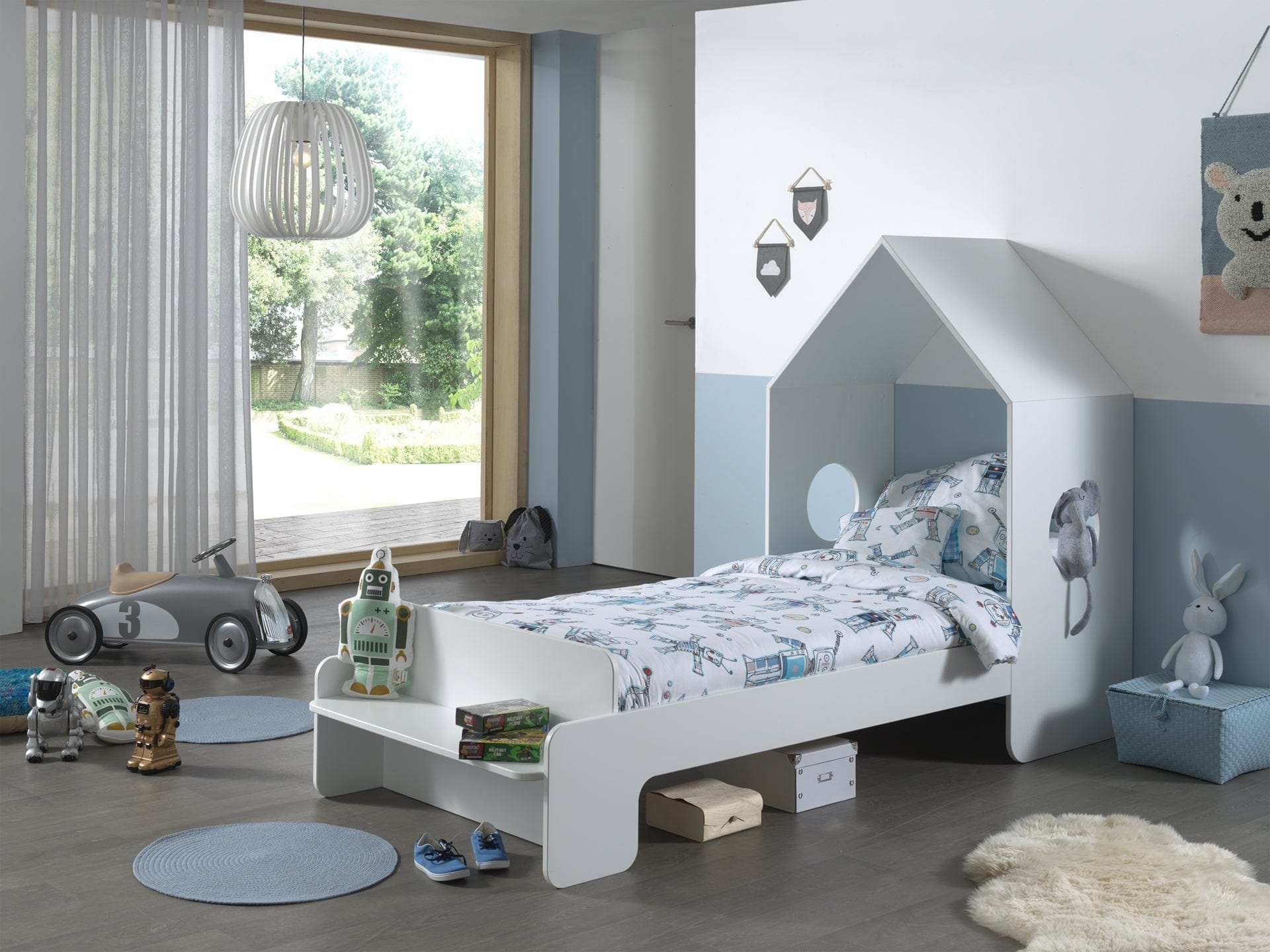 Set Mobila dormitor din MDF, pentru copii 2 piese Casami Roz / Alb, 200 x 90 cm (1)