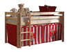 Pat etajat din lemn de pin, cu spatiu de joaca pentru copii Pino Chucky Natural, 200 x 90 cm (1)