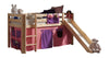 Pat etajat din lemn de pin, cu tobogan pentru copii Pino Bella Pink Natural, 200 x 90 cm (1)