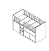 Pat etajat din pal si metal cu birou incorporat si 2 usi, pentru copii Bonny Alb / Gri, 200 x 90 cm (3)