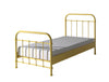 Set Mobila dormitor din lemn de pin si MDF cu pat metalic, pentru copii 3 piese New York Galben / Natural, 200 x 90 cm (1)