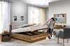 Set Mobila Dormitor din furnir si pal, cu pat 200 x 140 cm, 6 piese Velvet Stejar Rustic / Bej (1)