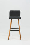 Set 2 scaune de bar tapitate cu stofa, cu picioare din lemn Frida Dark Grey, l44,5xA47xH96,5 cm (1)