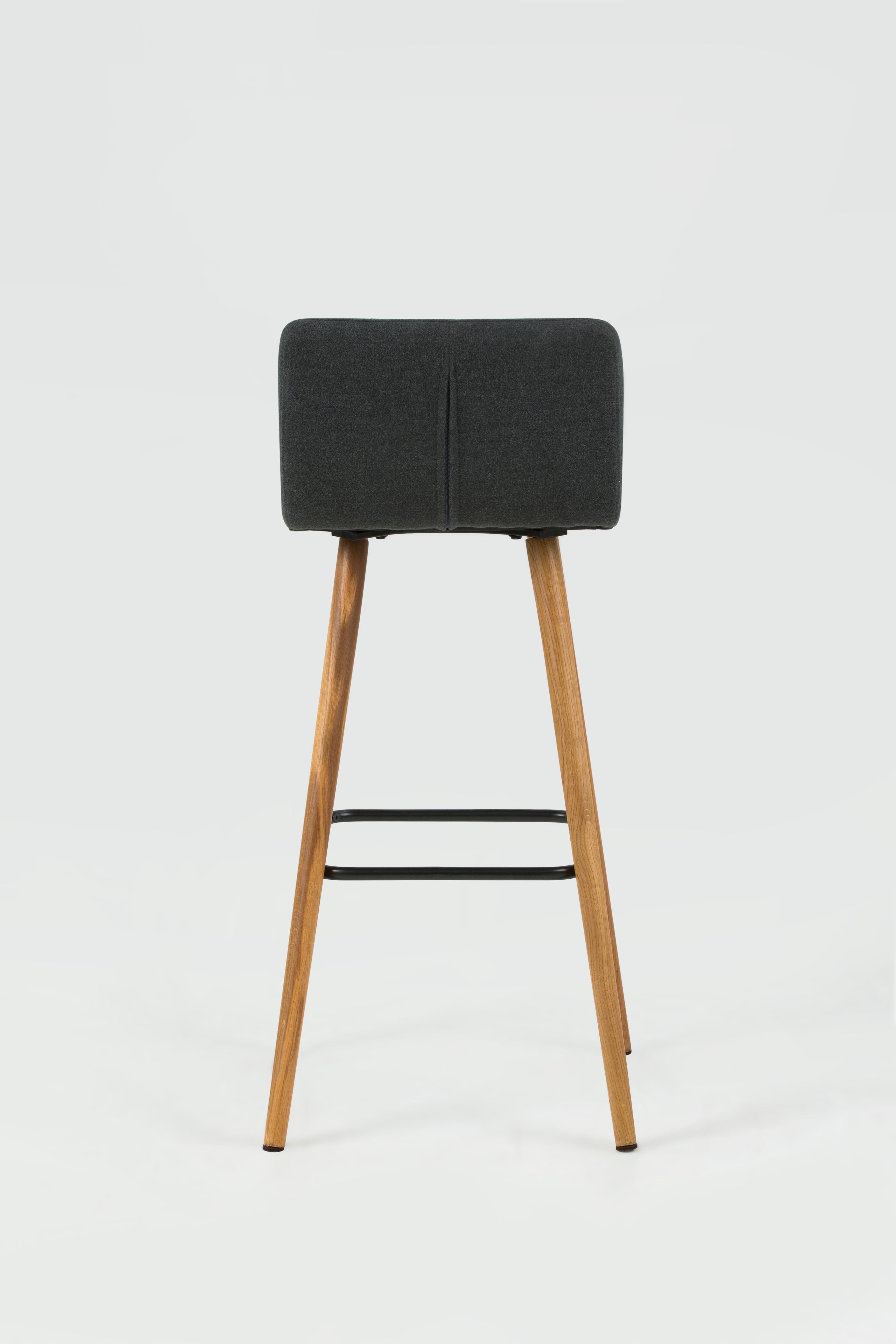 Set 2 scaune de bar tapitate cu stofa, cu picioare din lemn Frida Dark Grey, l44,5xA47xH96,5 cm (3)