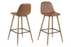 Set 2 scaune de bar tapitate cu piele ecologica si picioare metalice Wilma Maro / Stejar, l46,6xA51xH101 cm