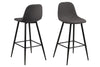 Set 2 scaune de bar tapitate cu stofa si picioare metalice Wilma Gri Inchis / Negru, l44xA48xH91 cm