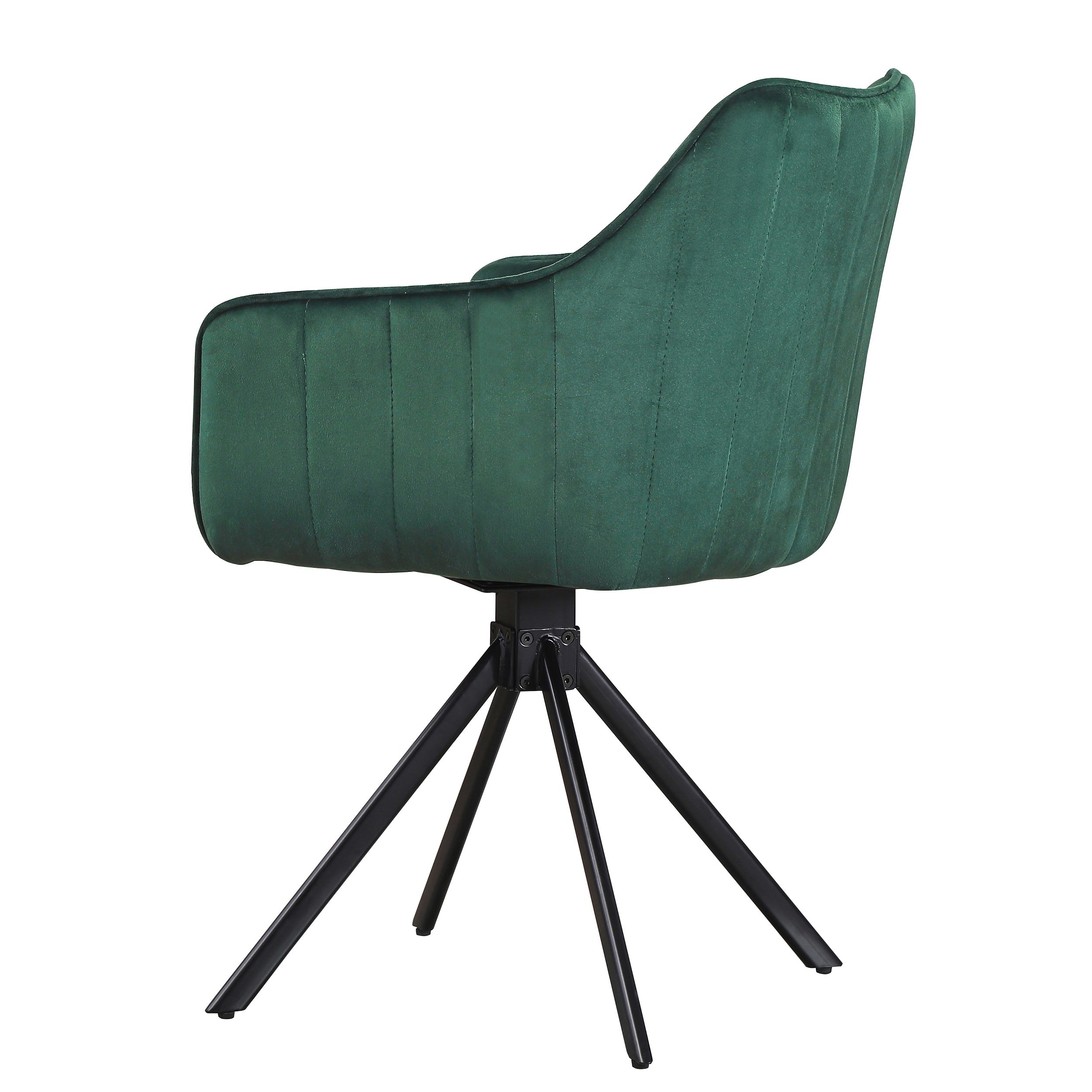 Scaun rotativ tapitat cu stofa si picioare metalice, Alexandro Velvet Verde / Negru, l45xA59xH86 cm (6)