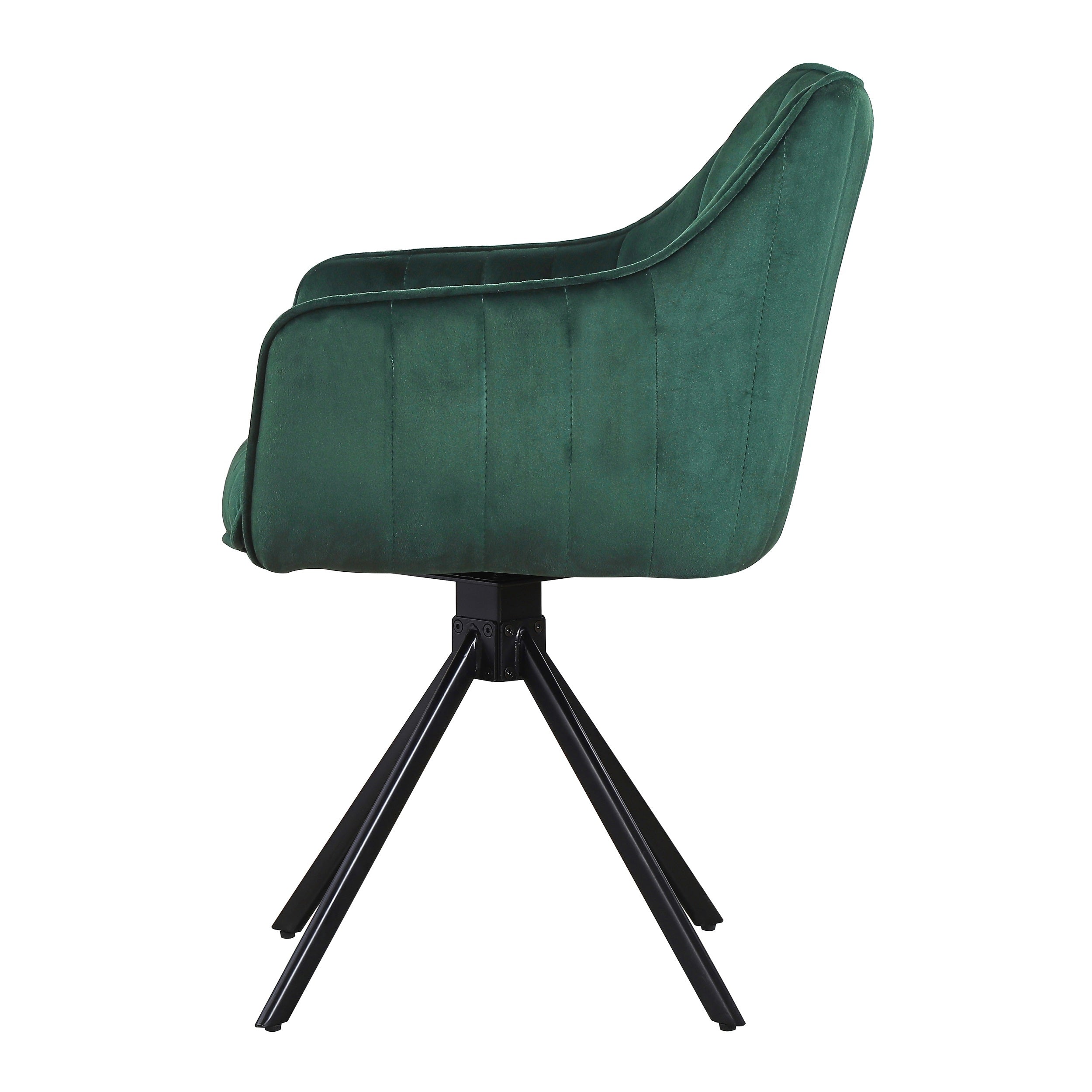 Scaun rotativ tapitat cu stofa si picioare metalice, Alexandro Velvet Verde / Negru, l45xA59xH86 cm (5)