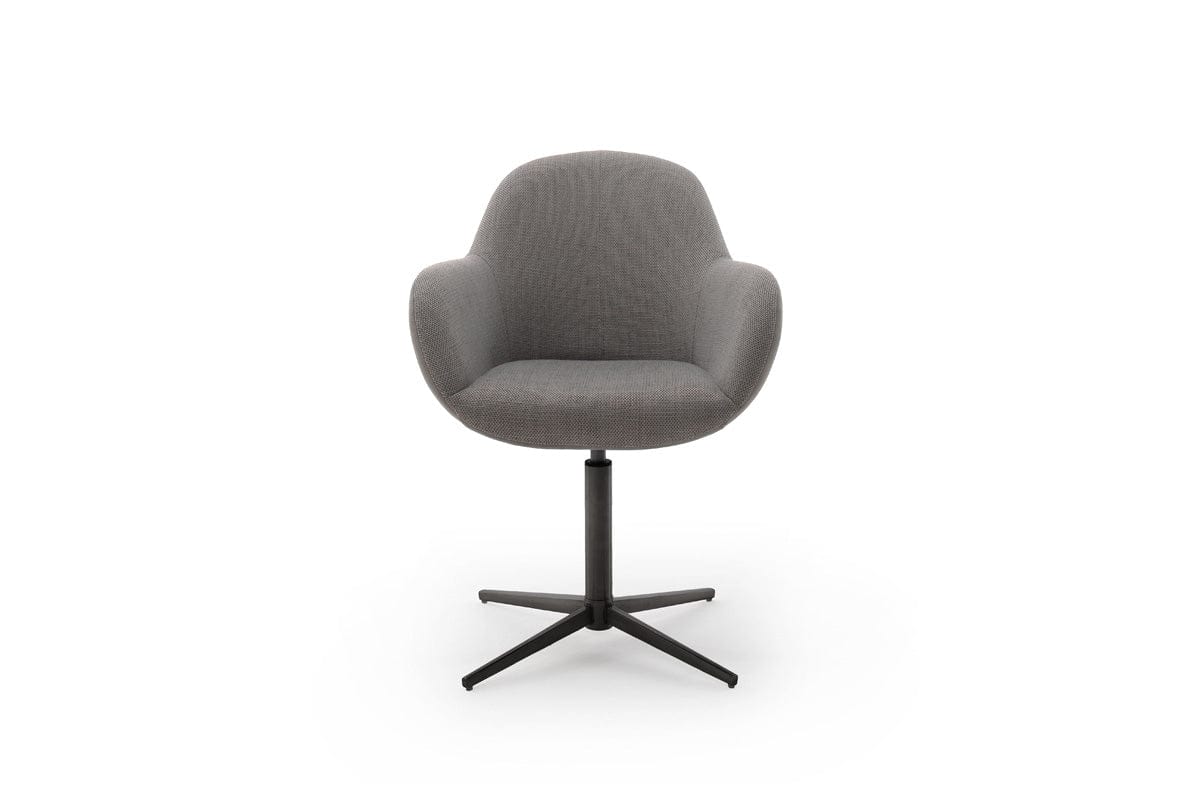 Set 2 scaune rotative tapitate cu stofa si piele ecologica, cu picioare metalice, Melrose Cappuccino / Negru, l64xA64xH88 cm (2)