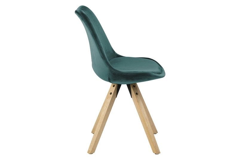 Set 2 scaune tapitate cu stofa si picioare din lemn Dima Velvet Verde Inchis / Stejar, l48,5xA55xH85 cm (2)