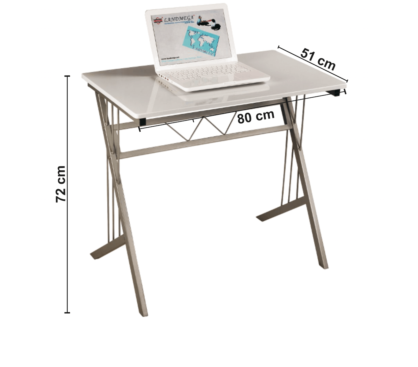 Masa de birou din pal si metal, Benny-120 Alb / Aluminiu, L80xl51xH72 cm (1)
