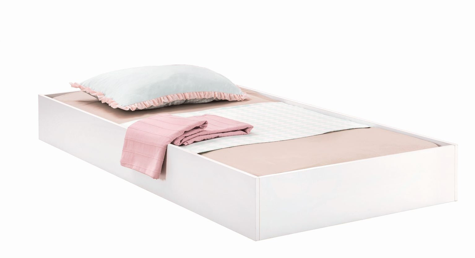 Sertar pat din pal, pentru tineret Selena Pink Alb, l194xA93xH24 cm