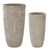 Set 2 ghivece din fibra de sticla si argila, Cement Round Grej, Ø42xH78 / Ø32xH62 cm (1)