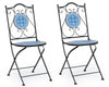 Set 2 scaune pliabile de gradina / terasa din ceramica si metal Bisanzio Albastru / Negru, l39xA47xH92 cm