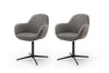 Set 2 scaune rotative tapitate cu stofa si piele ecologica, cu picioare metalice, Melrose Cappuccino / Negru, l64xA64xH88 cm