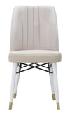 Set 2 scaune tapitate cu stofa si picioare din lemn Bella Velvet Crem / Alb / Auriu, l50xA49xH92,5 cm (3)