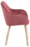Set 2 scaune tapitate cu stofa si picioare din lemn Brooke Velvet Roz inchis / Stejar, l58xA57xH83 cm (3)