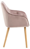Set 2 scaune tapitate cu stofa si picioare din lemn Brooke Velvet Roz / Stejar, l58xA57xH83 cm (3)