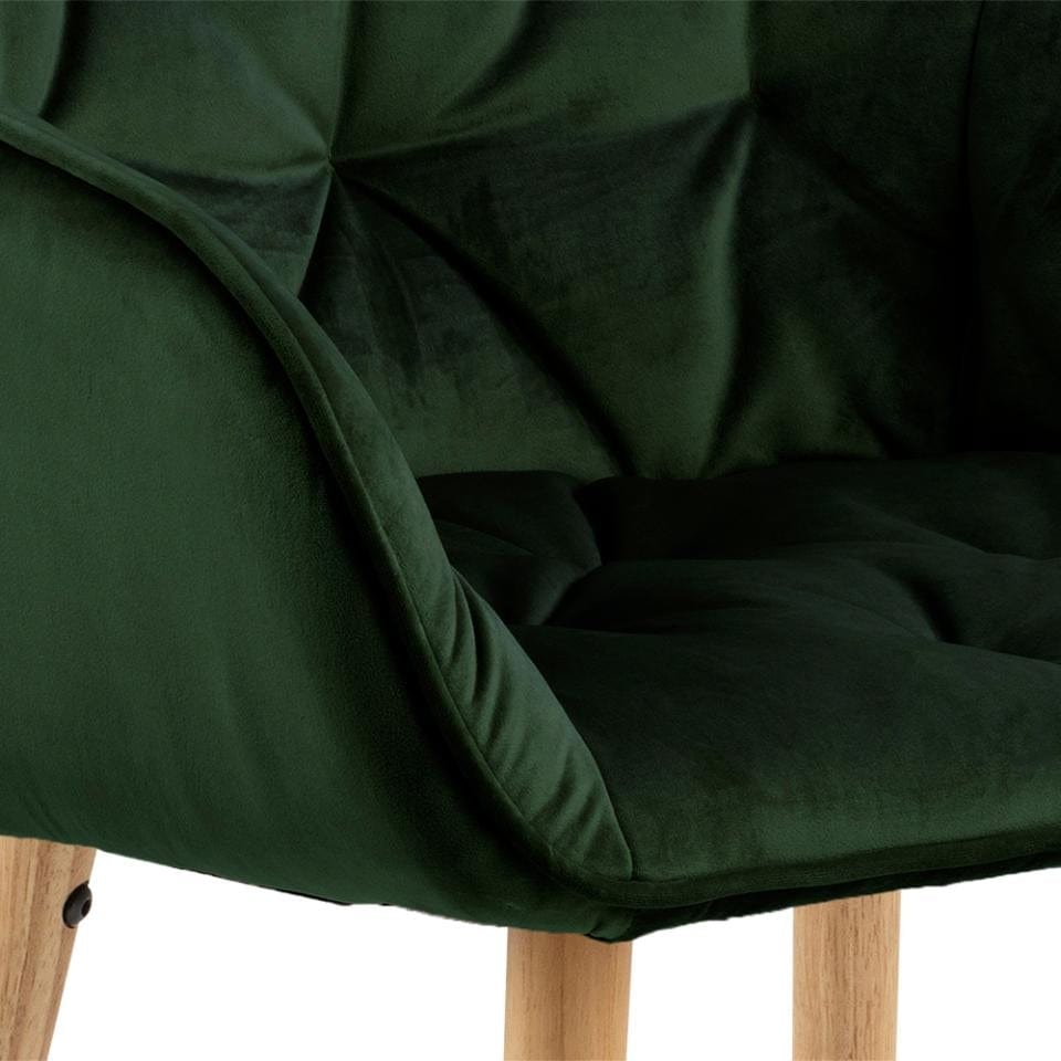 Set 2 scaune tapitate cu stofa si picioare din lemn Brooke Velvet Verde / Stejar, l58xA57xH83 cm (4)