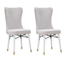 Set 2 scaune tapitate cu stofa si picioare din lemn, Mimoza Velvet Crem / Alb / Auriu, l40xA65xH99 cm
