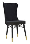 Set 2 scaune tapitate cu stofa si picioare din lemn, Mimoza Velvet Negru / Auriu, l40xA65xH99 cm (2)