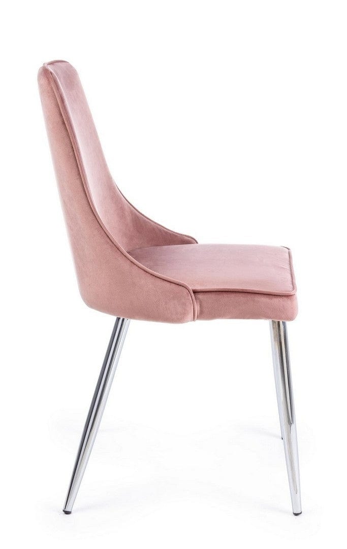 Set 2 scaune tapitate cu stofa si picioare metalice Corinna Velvet Roz / Crom, l44xA55xH86 cm (4)
