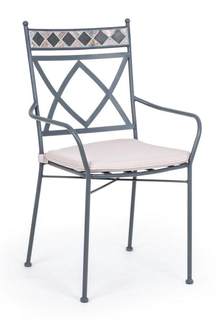 Set 4 scaune de gradina / terasa din metal cu perne detasabile, Berkley Gri, l54xA53xH94 cm (1)
