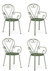 Set 4 scaune de gradina / terasa din metal Etienne Verde Inchis, l49xA49xH89 cm