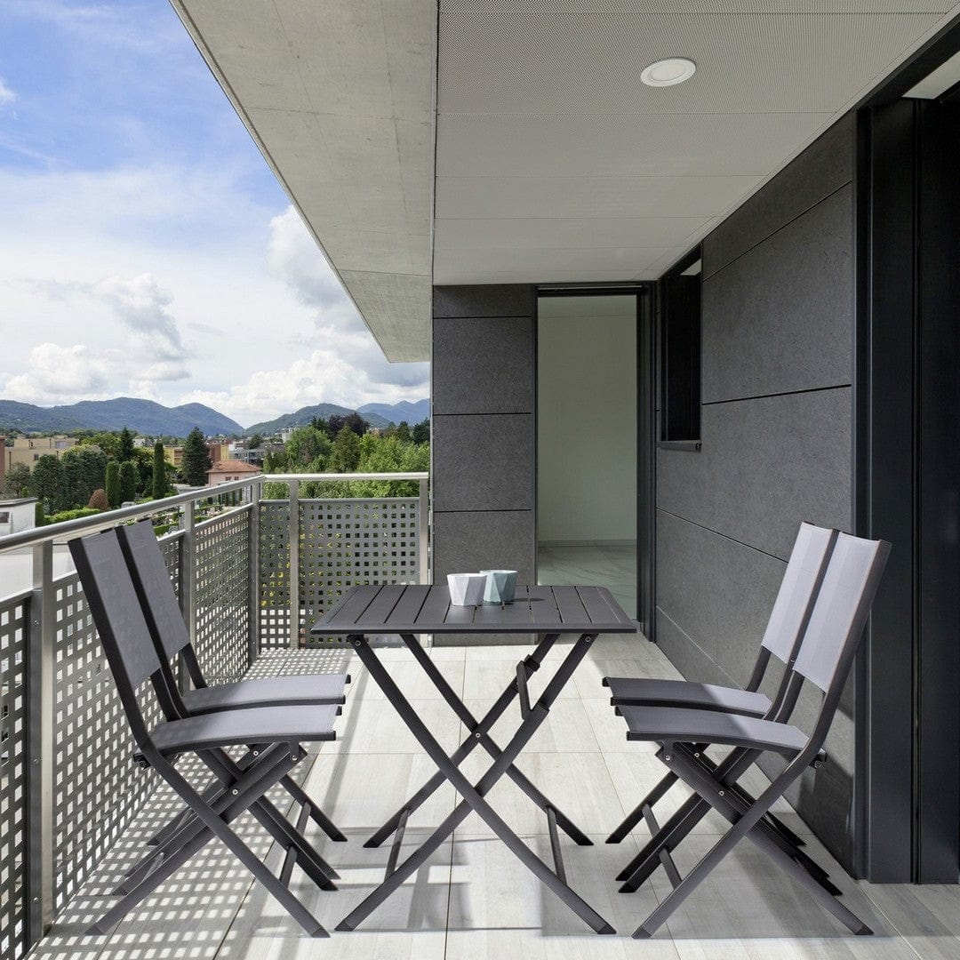 Set 4 scaune pliabile de gradina / terasa din metal si material textil Elin Gri / Antracit, l47xA57xH88 cm (1)
