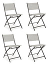 Set 4 scaune pliabile de gradina / terasa din metal si material textil Martinez Gri Deschis, l46xA58xH80 cm