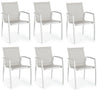 Set 6 scaune de gradina / terasa din metal si material textil, Hilla Gri / Alb, l56,5xA61xH87 cm
