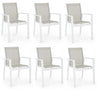 Set 6 scaune de gradina / terasa din metal si material textil Crozet Gri / Alb, l56,5xA62xH88 cm
